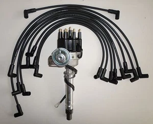 CHEVY 327 350 SMALL BLOCK SMALL CAP HEI DISTRIBUTOR + USA PLUG WIRES UNDER EXHAU - Picture 1 of 1