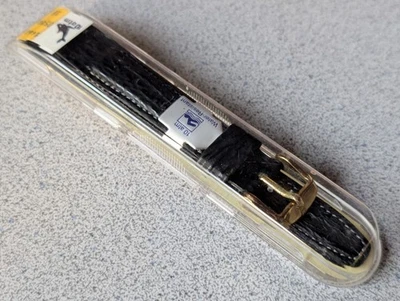 NOS CIERVO "TIBURÓN" RESISTENTE AL AGUA. CORREA DE RELOJ NEGRA DE EXTREMO ABIERTO DE 10 ATM con Hebilla Dorada Foto 1 de 4