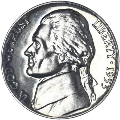 Jefferson 1953 (P) prueba de gemas de níquel ver fotos F843 Foto 1 de 3