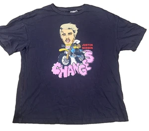 H&M Justin Bieber Changes Grafik T-Shirt Herren S schwarz Karikatur Motorrad - Bild 1 von 10