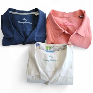 Lote de 3 camisas de campamento Tommy Bahama para hombre XXL 100 % seda lino hawaiano abotonadas - Imagen 1 de 19