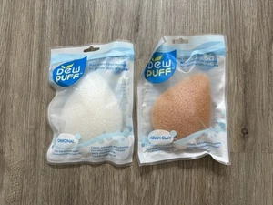 Dew Puff Original & Asian Clay Konjac Sponge Lot Of 2 New - Picture 1 of 4