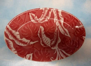 Wallace China RED Shadowleaf Palm LUNCH PLATTER 8" Tiki - Picture 1 of 2