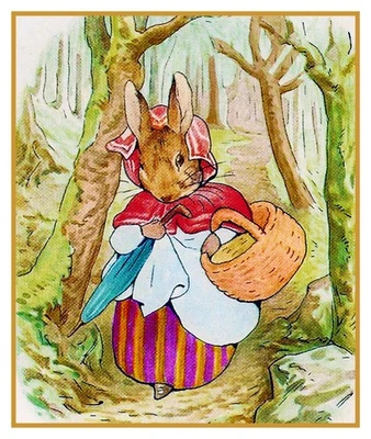 Beatrix Potter Mrs Rabbit Goes Market Counted Cross Stitch Chart Pattern - Image 1 of 4