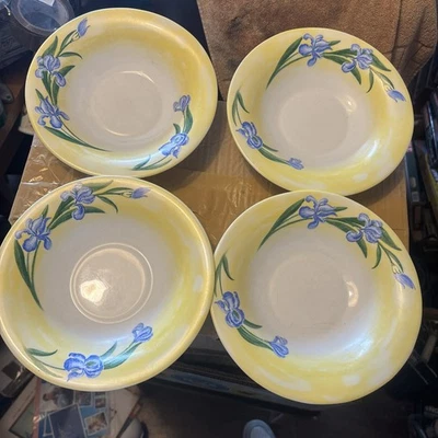 4 x Bormioli Rocco хлопья / суп чаши желтый цветочный - Изображение 1 из 4