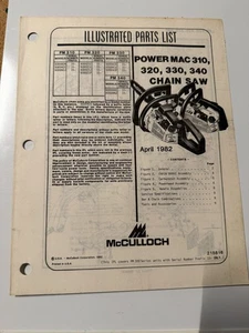 Motosierra McCulloch Prower MAC 310, 320, 330, 340 lista de piezas ilustradas 1982  - Imagen 1 de 3