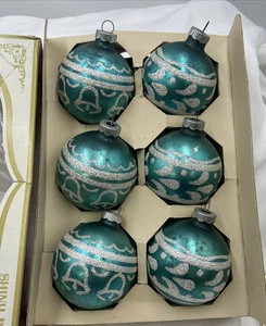8 Brite Brillante Azul Turquesa Navidad Plantilla Bola Vidrio Adornos Redondos Campana - Imagen 1 de 6