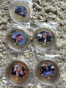 5 Pcs 2024 Donald Trump Campaign Attack Commemorative Coin Set Trump Best Gift - Picture 1 of 1