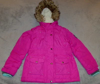Lands End Expedition Girls M 10-12 Down Parka Sherpa Faux Fur Hooded Coat Jacket - Image 1 of 4