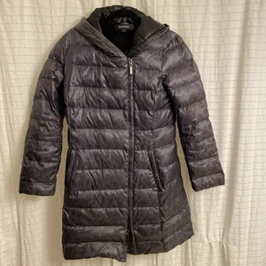 Ellen Tracy Puffer Jacket Long Women’s Small Purple Black Zip Winter Snow Hood - Picture 1 of 8