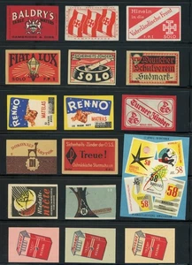 ¡LOTE DE 17 ETIQUETAS PUBLICITARIAS MATCHBOX VINTAGE!! WW86 - Imagen 1 de 1