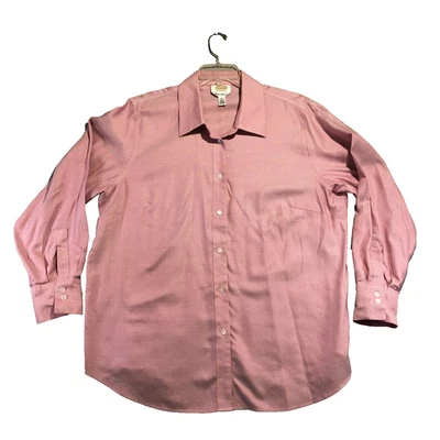Camisa con botones Talbots para mujer talla 16 rosa resistente a las arrugas algodón suave Foto 1 de 4