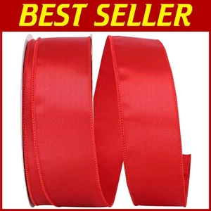 Elegant Red Satin Ribbon, 50 Yards - Picture 1 of 2