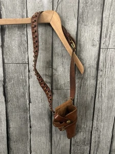 Vtg HUNTER 1980s Genuine Rawhide Leather Gun Revolver Belt Holster Adjustable - Picture 1 of 4