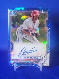 2021 Bowman Chrome Sapphire Johan Rojas Prospect Autograph Auto #BSPA-JR