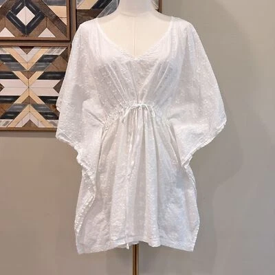 Vintage Ralph Lauren Eyelet Cotton Coverup Dress Kaftan White Medium - Image 1 of 4