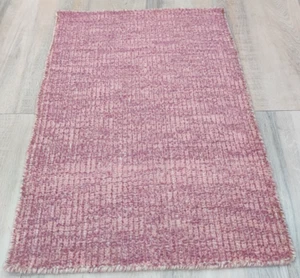 2 x 3 ft Hand Knotted 100% Wool Small Rug for Bedroom Peach Contemporary - Picture 1 of 24