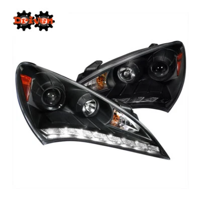 Faro proyector negro para: 10-12 Hyundai Genesis Coupe con tira LED DRL Foto 1 de 4