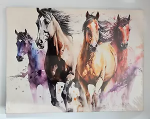 HORSES Abstract Print on 12"x16" Wooden Frame Canvas w/ Hanger or to Frame - Picture 1 of 5