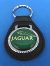 Jaguar leaper genuine grain leather keychain key fob used old stock collectible