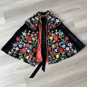 Vintage Embroidered Matador Cape Spain Floral Embroidery Vintage 30s-40s RARE