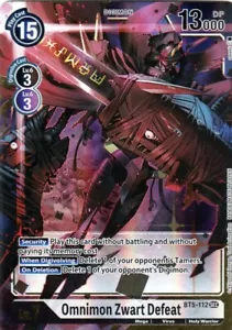 CARTA HOLO/FOIL BANDAI DIGIMON OMNIMON ZWART DEFEAT BT5-112 SRC ALT ART - Foto 1 di 2
