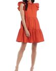 Antonio Melani ruffle neck sleeveless tiered red/orange dress size 0