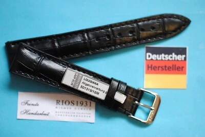 RIOS1931 Correa de reloj Louisiana cocodrilo becerro negro 16,17,18,19,20,21,22 mm piel de becerro / 94