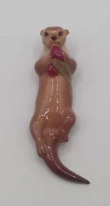 Statuina lontra porcellana miniatura Hagen Renaker vintage sul retro - Foto 1 di 5