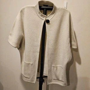Women's Tally Ho Vintage Creme Open One-Button Cardigan Knit Sweater, L, - Picture 1 of 8