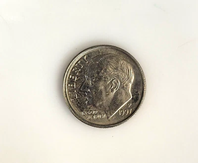 1997-P Roosevelt Dime 10C Raised Rim Double Struck High Grade Error Coin - Image 1 of 2