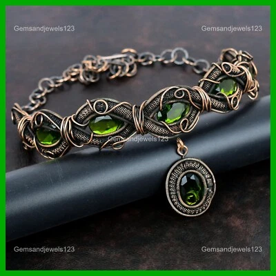Oferta del día de la madre peridoto de cobre piedras preciosas nuevo alambre envuelto cadena collar joyería Foto 1 de 4