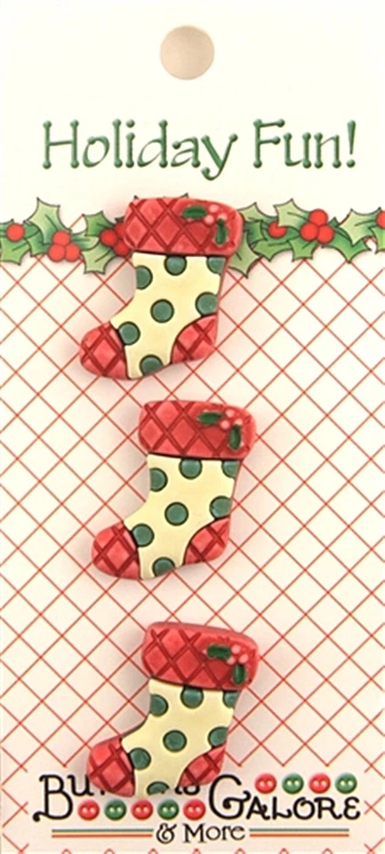 STOCKINGS BUTTONS 3D Christmas Holiday Card Making Sewing Scrapbooking Stamping - Image 1 of 1