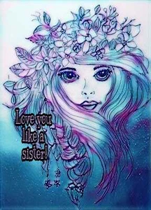 Schwester Liebe Alaska inspiriert Hippie Boho Mädchen Kunst Grußkarte 5 x 7 Box mit 10  - Bild 1 von 1