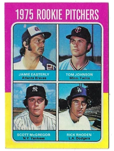 Tarjeta de béisbol 1975 Topps #618 ROOKIE PITCHERS Braves/Twins/Yankees/Dodgers radiocontrol casi nueva - Imagen 1 de 2