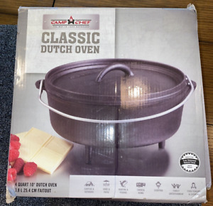 Camp Chef Dutch Oven Classic Cast Iron 10" 4QT Camping Outdoor OPENED BOX UNUSED