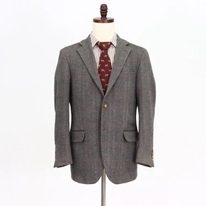 Lands' End 40R Gray Sport Coat Blazer Jacket Check 2B Wool - Picture 1 of 11