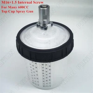 600ml Disposable Paint Cup w/ M16X1.5 Internal Thread Adapter Set For Spray Gun - Picture 1 of 11