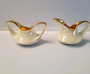 Vintage Pearl China Co Hand Decorated Iridescent Cream and Sugar Set w 22K Gold - Picture 1 of 10