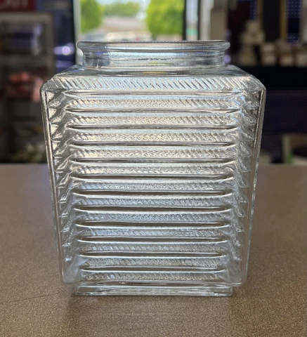 Ribbed Porch Ceiling Globe Clear Glass Jelly Jar Light Shade Mid Century Modern Cover