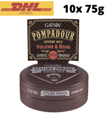 GATSBY Hair Styling Pomade 75g Supreme Hold Volume Pompadour Hairstyle x 10 - Image 1 of 4