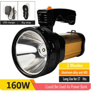 160W Powerful 800m Long Range Power USB Rechargeable Flashlight Waterproof - Picture 1 of 12