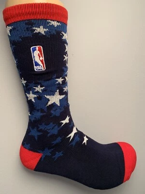 NBA LOGO MAN STARS AND STRIPES USA BLUE LOGO CREW LENGTH SOCKS LARGE - Image 1 of 2