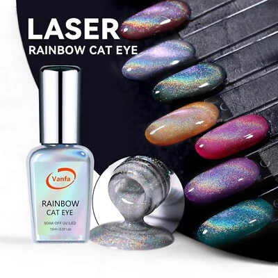 Vanfa гель-лак голографический блестящий 9D Cateye - радужный кошачий глаз 0,5 унц - Изображение 1 из 4