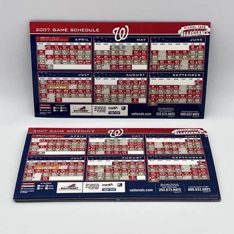 9 Washington Nationals 2007 Fridge Magnet Game Schedule - Pledge Your Allegiance Cover