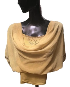 XXS BEBE Yellow Semi Sheer Top with Studs Boho - Picture 1 of 8
