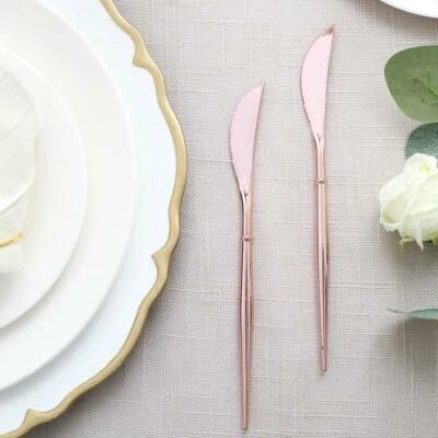 CUCHILLOS DE PLÁSTICO METÁLICOS DE 8 PULGADAS CUBIERTOS DESECHABLES vajilla de boda fiesta eventos Foto 1 de 4