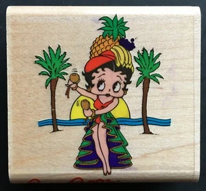 Rare BETTY BOOP CHIQUITA HAWAIIAN TROPICAL DANCE Rubber Stampede Wood Stamp - Picture 1 of 4