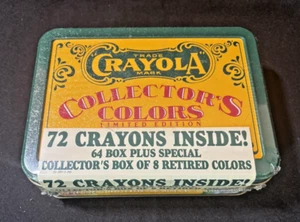 Crayola Collector’s Colors Tin 72 Crayon Limited Edition 8 Retired Colors Sealed - Picture 1 of 7