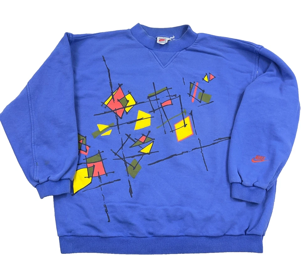 Sudadera De Colección Nike Hombres XXL 2XL Azul Cuello Redondo Suéter Abstracto Aire Años 90 RARA Foto 1 de 4